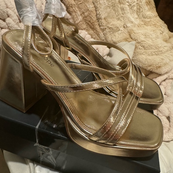 Modatope Platform High Heels Sandals for Women Ankle Strap Sandals Square - Picture 6 of 10